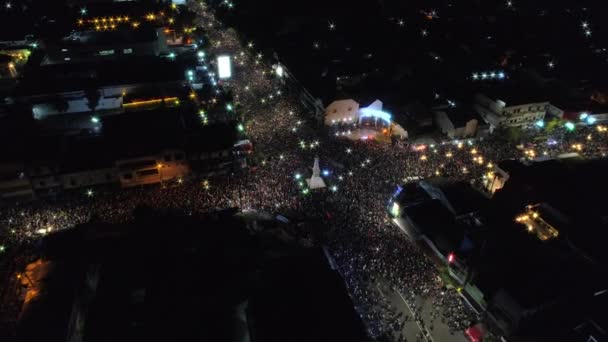 Monument Yogyakarta Tugu Jogja Vue Aérienne Nuit Pendant Célébration Nouvel — Video