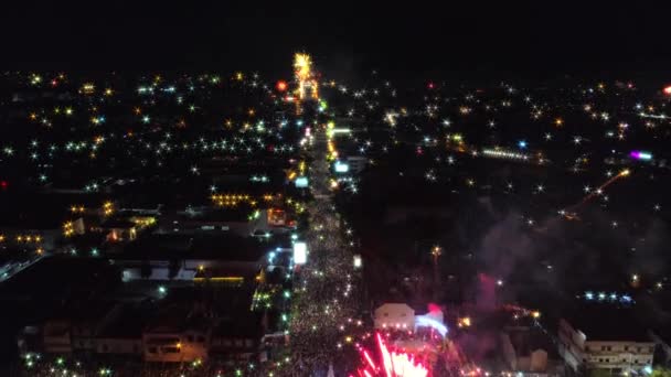 Yogyakarta Ville Nuit Vue Aérienne Pendant Célébration Nouvel Avec Des — Video