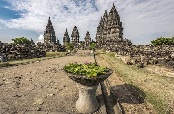 Hermosa Vista Del Templo Prambanan Desde Parque Del Norte Con —  Fotos de Stock