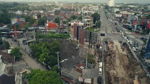 Yogyakarta City Indonesia Mayo 2019 Vista Aérea Concurrida Carretera Intersección — Vídeo de stock