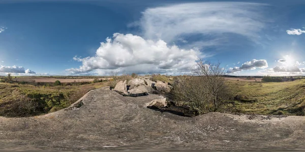 Volledige 360 Equirectangular Bolvormig Panorama Als Achtergrond Naderende Storm Geruïneerde — Stockfoto