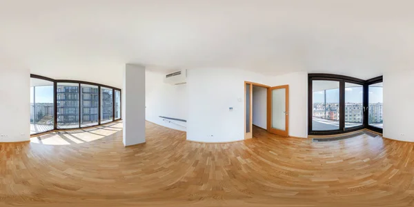 Panorama Apartamento Loft Vazio Branco Moderno Sala Estar Interior Completo — Fotografia de Stock