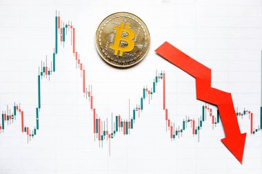 Amortisman sanal para bitcoin. Döviz piyasası arka plan üzerinde kırmızı ok ve kağıt forex grafik Endeksi derecelendirmesini üzerinde gümüş Bitcoin inmek. Cryptocurrency amortisman kavramı.