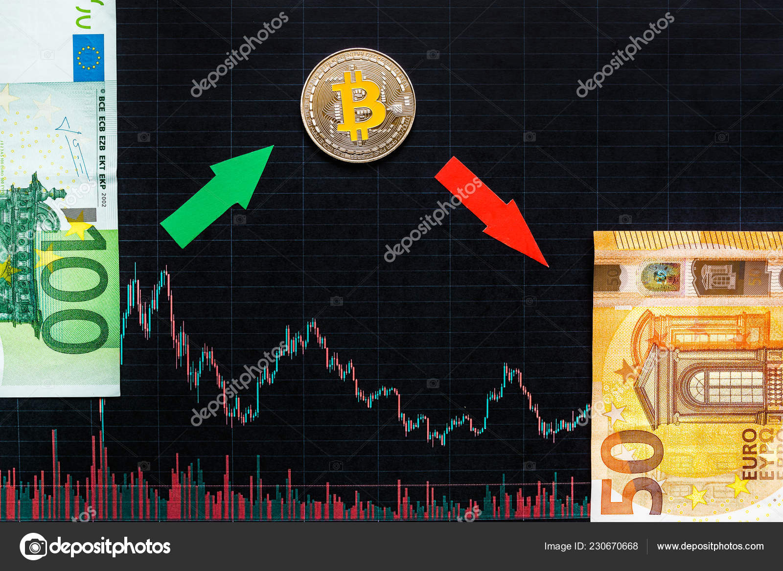 Unrentable Investition Von Virtuellem Geld Bitcoin Gruner Pfeil - 