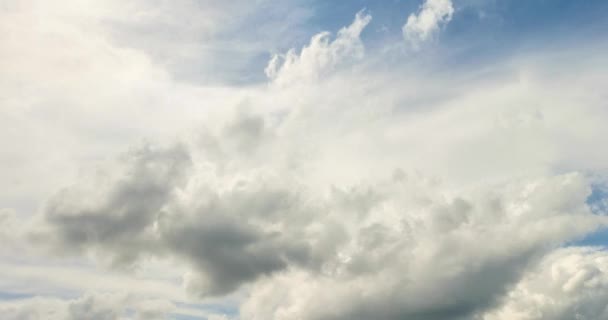 Tijd Lapse Clip Van Wit Grijs Pluizig Krullend Rollende Wolken — Stockvideo