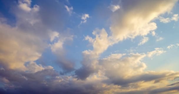 Tijd Lapse Clip Van Avond Pluizig Krullend Rollende Wolken Met — Stockvideo