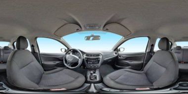 tam seamless panorama 360 derece prestij modern otomobillerin iç kumaş salonda görüş açısı. eşit aralıklı dikdörtgen eşit uzaklıkta panorama 360 panorama. VR ar içerik için