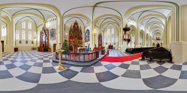 Giarvyaty Bélaro Diciembre 2011 Panorama Interior Hermosa Iglesia Católica Panorama —  Fotos de Stock