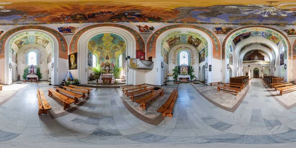 Soly Λευκορωσία Μαΐου 2015 Πανόραμα Εσωτερικό Όμορφη Καθολική Εκκλησία Σφαιρικό — Φωτογραφία Αρχείου