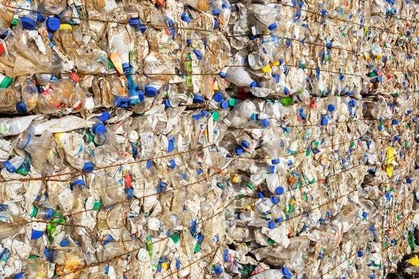 Fardos Plástico Estação Processamento Resíduos Coleta Lixo Separada Reciclagem Armazenamento — Fotografia de Stock