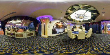 Minsk, Beyaz Rusya - 24 Temmuz 2014: Tam 360 180 derecelik seamless panorama equirectangular küresel eşit uzaklıkta projeksiyon iç şık Casino ayar tarafından. Fotogerçekçi Vr içeriği