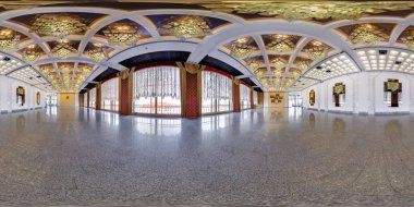  Panorama büyük boş ziyafet salonunun iç. Tam 360 tarafından 180 derece sorunsuz küresel panorama equirectangular eşit uzaklıkta projeksiyon