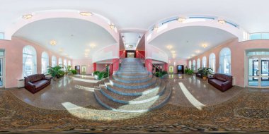 Smorgon, Belarus - 25 Ocak 2013: Panorama içinde ev sivil törenleri kayıt defteri office açık merdiven Hall. Tam 360 tarafından 180 derece sorunsuz küresel panorama equirectangular projeksiyon.