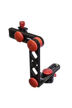 Sanal Turlar ve tam sorunsuz 360 derece açı panoramalar paralaks ve beyaz arka plan üzerinde izole bozulma olmadan yapma için bir tripod için panoramik kafa