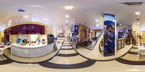 Moskova, Rusya - 19 Şubat 2013: Panorama iç modern mobilya mutfak mağaza showroom. Tam 360 tarafından 180 derece sorunsuz küresel panorama equirectangular projeksiyon. VR Ar içeriği