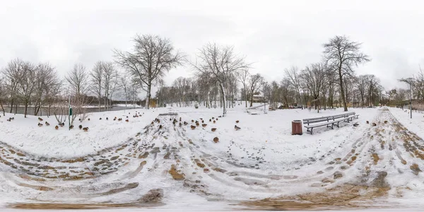 Χειμώνα Πλήρη Απρόσκοπτη Σφαιρικό Πανόραμα 360 Μοίρες Γωνία Άποψη Στον — Φωτογραφία Αρχείου