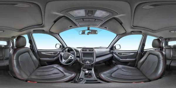 360 Úhel Panoramatický Pohled Interiéru Salonu Prestige Moderní Auto Plné — Stock fotografie