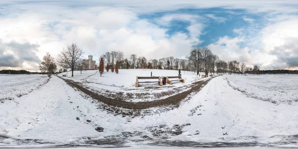 Χειμώνα Σφαιρικό Άνευ Ραφής Πανόραμα 360 Μοίρες Προβολή Γωνία Στον — Φωτογραφία Αρχείου