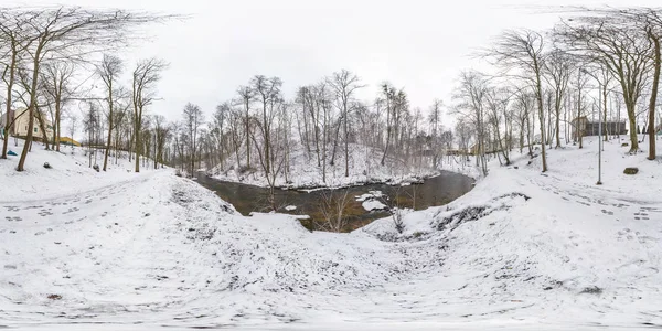 Χειμώνα Σφαιρικό Άνευ Ραφής Πανόραμα 360 Μοίρες Προβολή Γωνία Στον — Φωτογραφία Αρχείου