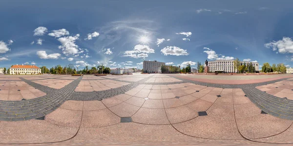 Full 360 180 Degree Angle View Panorama Central Lenin Square — Stock Photo, Image