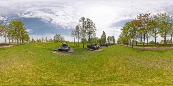 360 Grad Rundumblick Einer Museumsausstellung Schwerer Panzertechnik Freien Volles 360 — Stockfoto