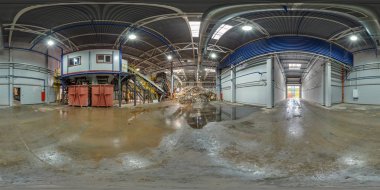 Panorama 360 açı görünümü modern atık tehlikeli içindeki bitki ve depolama, geri dönüşüm çöp sıralama. Eşit aralıklı dikdörtgen küresel projeksiyon, Vr içerik tarafından tam 360 180 derece panorama