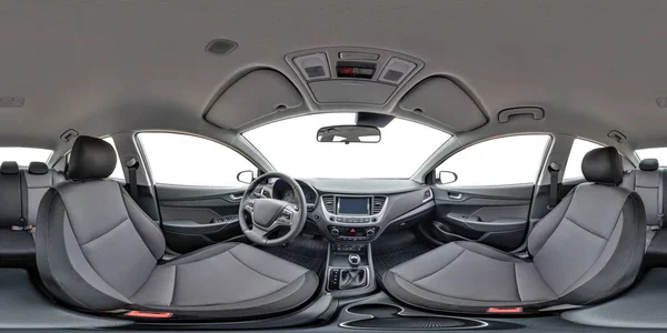 360 Panorama Hoekmening Lederen Interieur Van Prestige Moderne Auto Volledige — Stockfoto