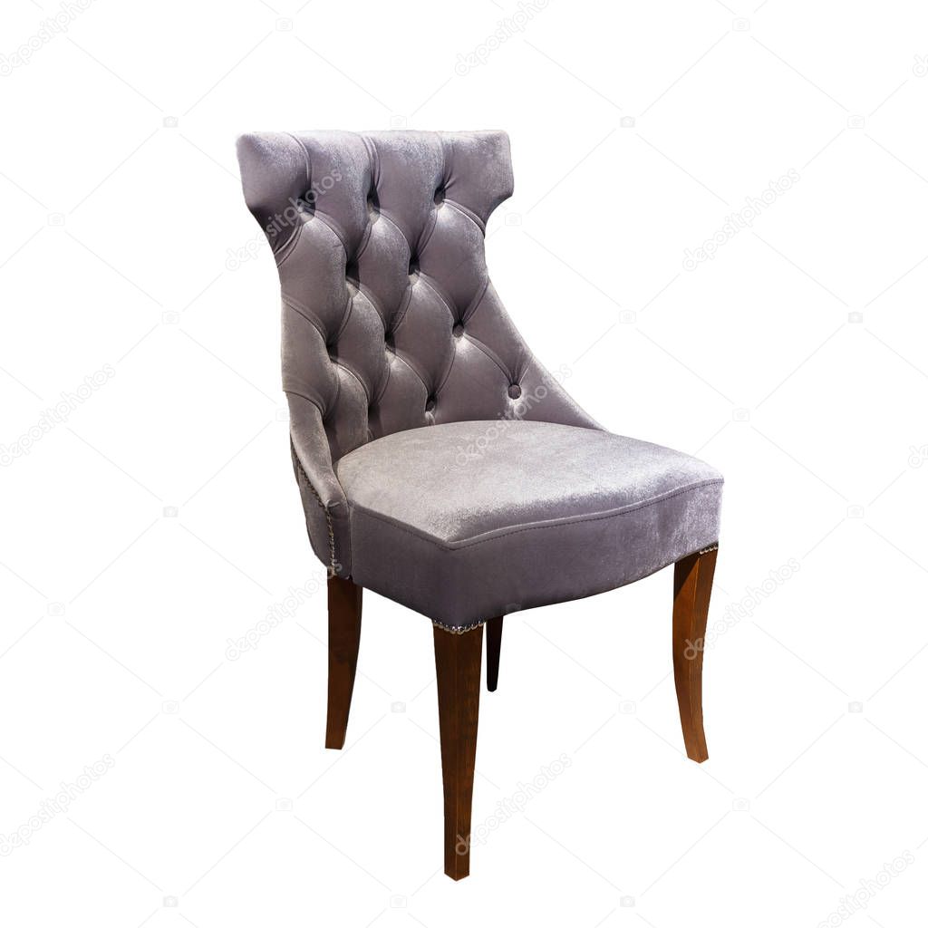 dark gray fabric chair in chester style for elite loft interior isolated white background