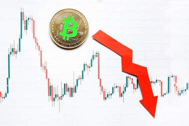 Amortisman sanal para bitcoin. Kırmızı ok ve gümüş sırıtış Bitcoin kağıt forex grafik Endeksi derecelendirmesini üzerinde döviz piyasası arka plan üzerinde inmek. Cryptocurrency amortisman kavramı.