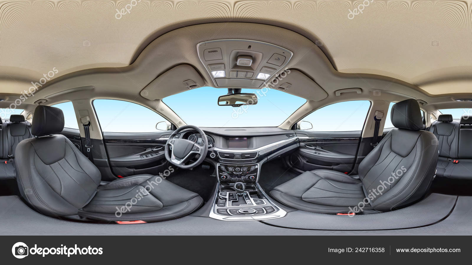 360 Angle Panorama View Interior Prestige Modern Car Blue