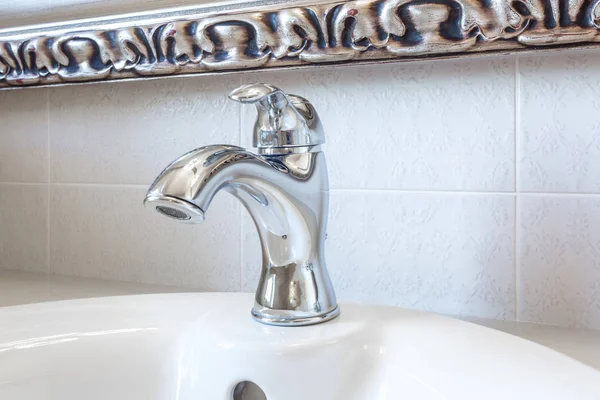 Water tap sink with faucet in expensive loft bathroom — Stock Photo, Image