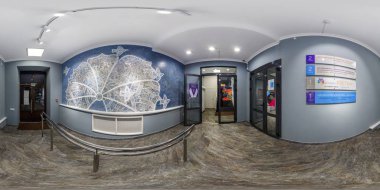 Grodno, Belarus-Aralık, 2018: tam Dikişsiz HDRI küresel panorama 360 derece açı görünümü iç müze odasında equirectanguler equiuzak projeksiyon. VR içeriği