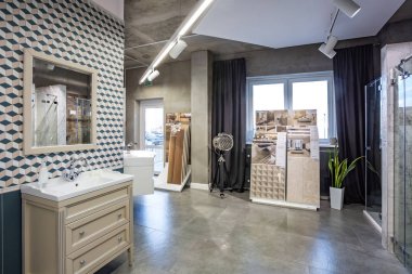 Grodno, Belarus-Aralık, 2018: elit sıhhi tesisat Shop showroom içinde iç