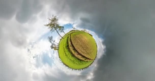 Curvature Space Little Planet Transformation Abstract Torsion Spinning Full Flyby — Stock Video