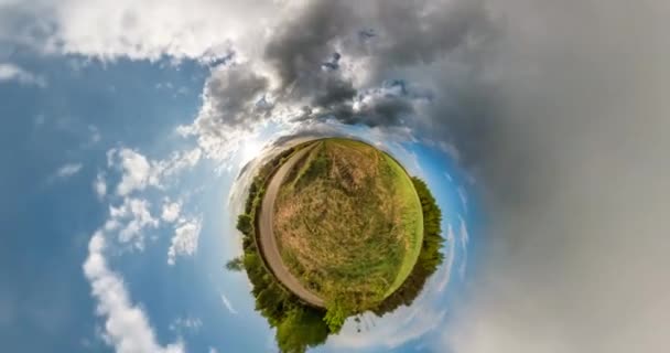 Sem Curvatura Espaço Pequena Transformação Planetária Torção Abstrata Fiação Paisagem — Vídeo de Stock