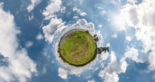 Викривлення Простору Перетворення Маленької Планети Анотація Торсіона Прядіння Повного Панорамного — стокове відео