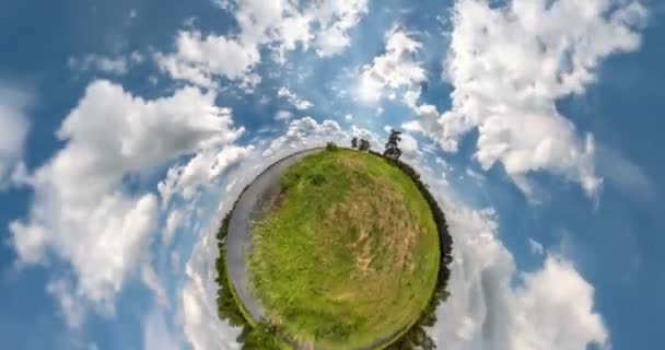 Викривлення Простору Перетворення Маленької Планети Анотація Торсіона Прядіння Повного Панорамного — стокове відео