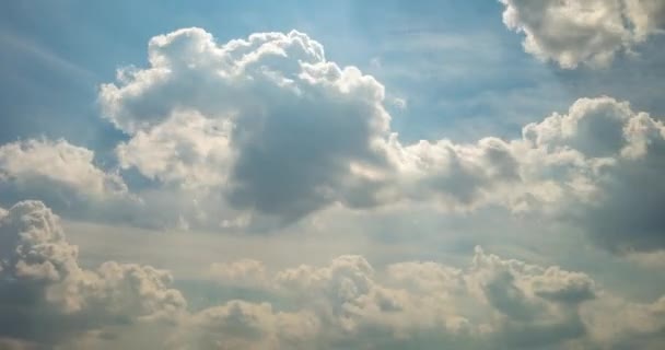 延时剪辑的几个积云蓬松卷曲的云层在大风天气 — 图库视频影像