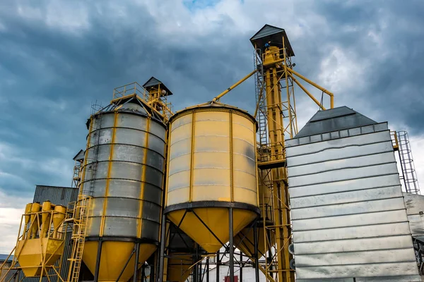 Pabrik pengolahan agro untuk pengolahan dan silo untuk pengeringan cleani — Stok Foto