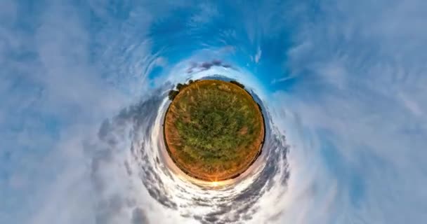 Petite Planète Transformation Avec Courbure Espace Torsion Abstraite Rotation Panorama — Video