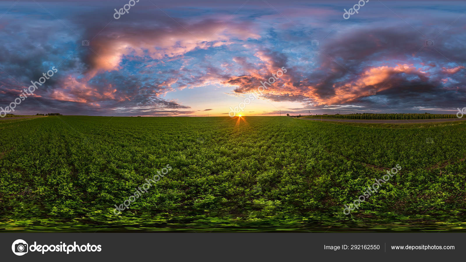 Full Seamless Spherical Hdri Panorama 360 Degrees Angle View Among Fields In Summer Evening Sunset With Awesome Blue Pink Red Clouds In Equirectangular Projection Ready For Vr Ar Virtual Reality Stock Full Seamless Spherical Hdri Panorama 360 Degrees Angle View Among Fields In Summer Evening Sunset With Awesome Blue Pink Red Clouds In Equirectangular Projection Ready For Vr Ar Virtual Reality Stock