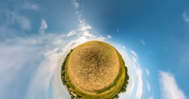 Kleine Planeet Transformatie Met Kromming Van Ruimte Abstracte Torsie Spinnen — Stockvideo