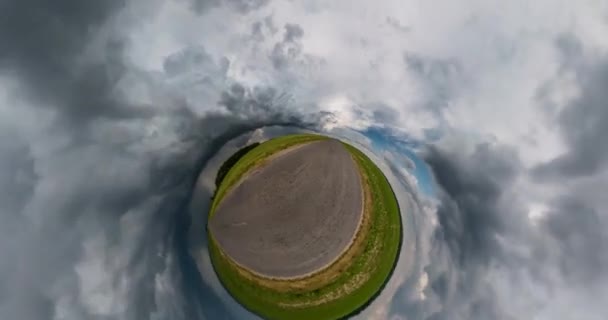 Маленькая Планета Преобразования Сферической Панорамы 360 Градусов Сферический Абстрактный Вид — стоковое видео