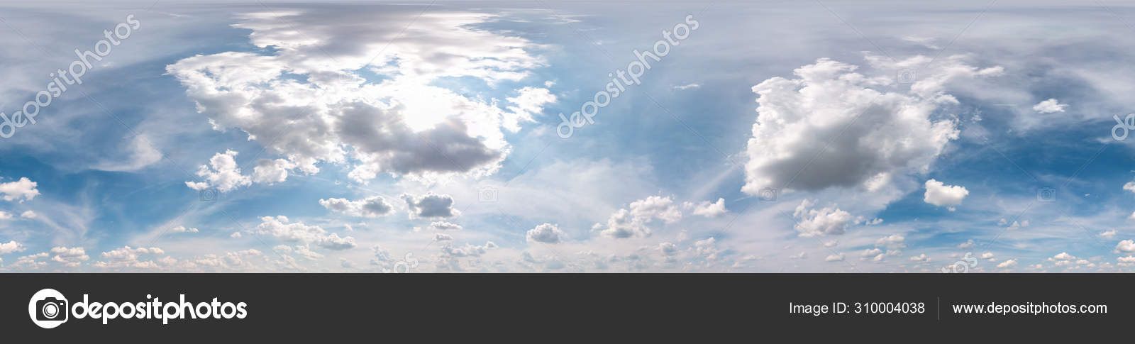 céu azul claro com belas nuvens. panorama hdri sem costura visão de ângulo  de 360 graus sem chão para uso em gráficos 3D ou desenvolvimento de jogos  como sky dome ou editar