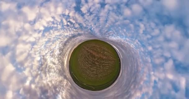 Pequeno Planeta Transformação Com Curvatura Espaço Abstrato Girar Torção Fiação — Vídeo de Stock