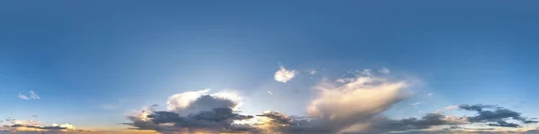 Blue Evening Sky Beautiful Fluffy Clouds Ground Storm Seamless Hdri — Stock Photo, Image