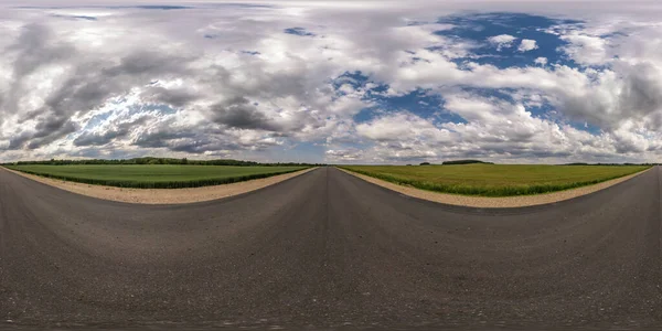 바다없는 Hdri Panorama 360 트래픽 아스팔트 도로에서도 수없습니다 — 스톡 사진