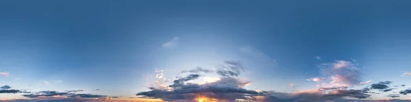 Nahtlose Hdri Panorama 360 Grad Winkel Ansicht Blauer Abendhimmel Mit — Stockfoto