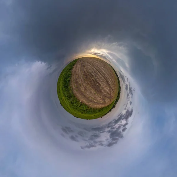 Malá Planetární Transformace Sférického Panoramatu 360 Stupňů Sférický Abstraktní Letecký — Stock fotografie