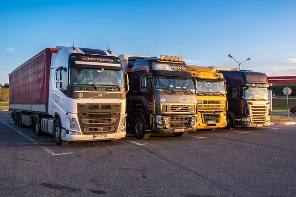 Minsk Belarus Juillet 2020 Camions Rangée Avec Des Conteneurs Dans — Photo